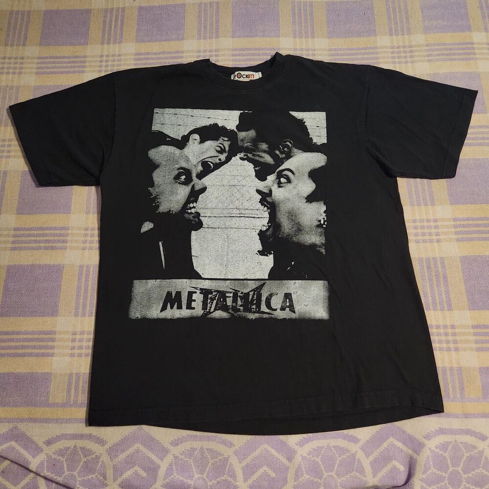 Metallica Shirt XL Black Vintage Album Tour USA 90s Rare Rock It Double Sided
